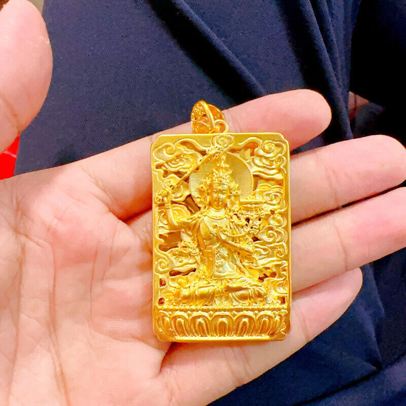 Men’s Guardian Buddha 24K Thai Baht Gold Filled Yellow GP Necklace Pendant