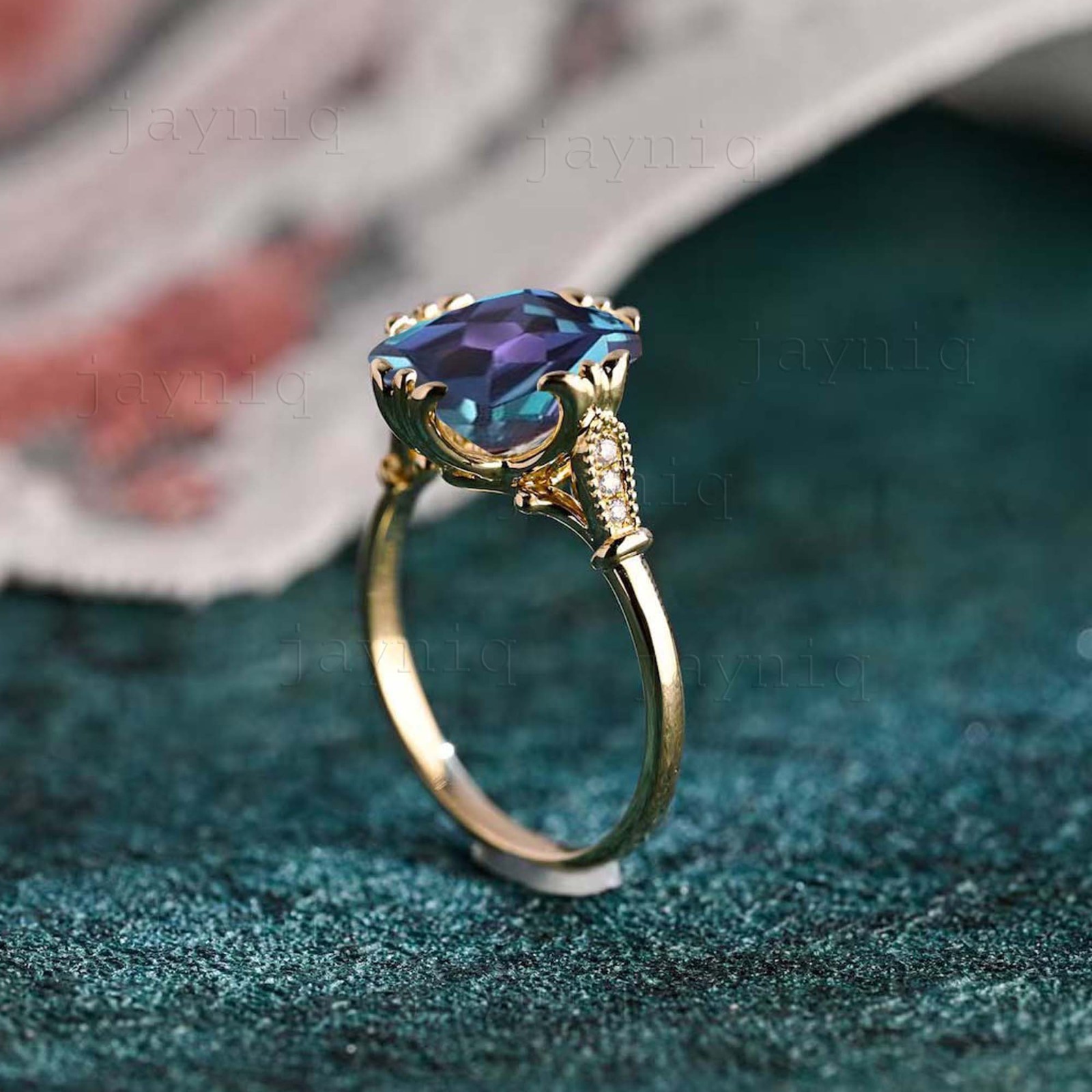 Color Changing Alexandrite Ring 925 Sterling Silver Dainty Jewelry Gift For Her
