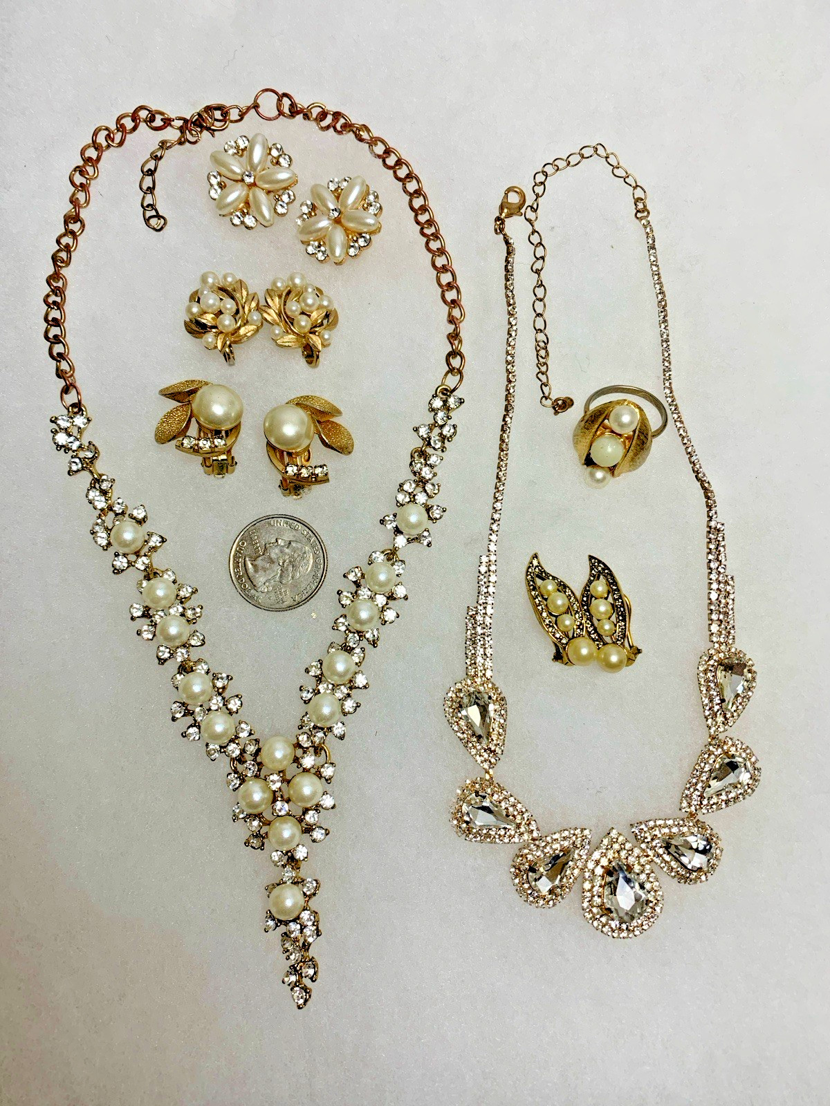 Special Occasion Jewelry Lot Trifari Faux Pearl Rhinestone Bridal Vintage Now