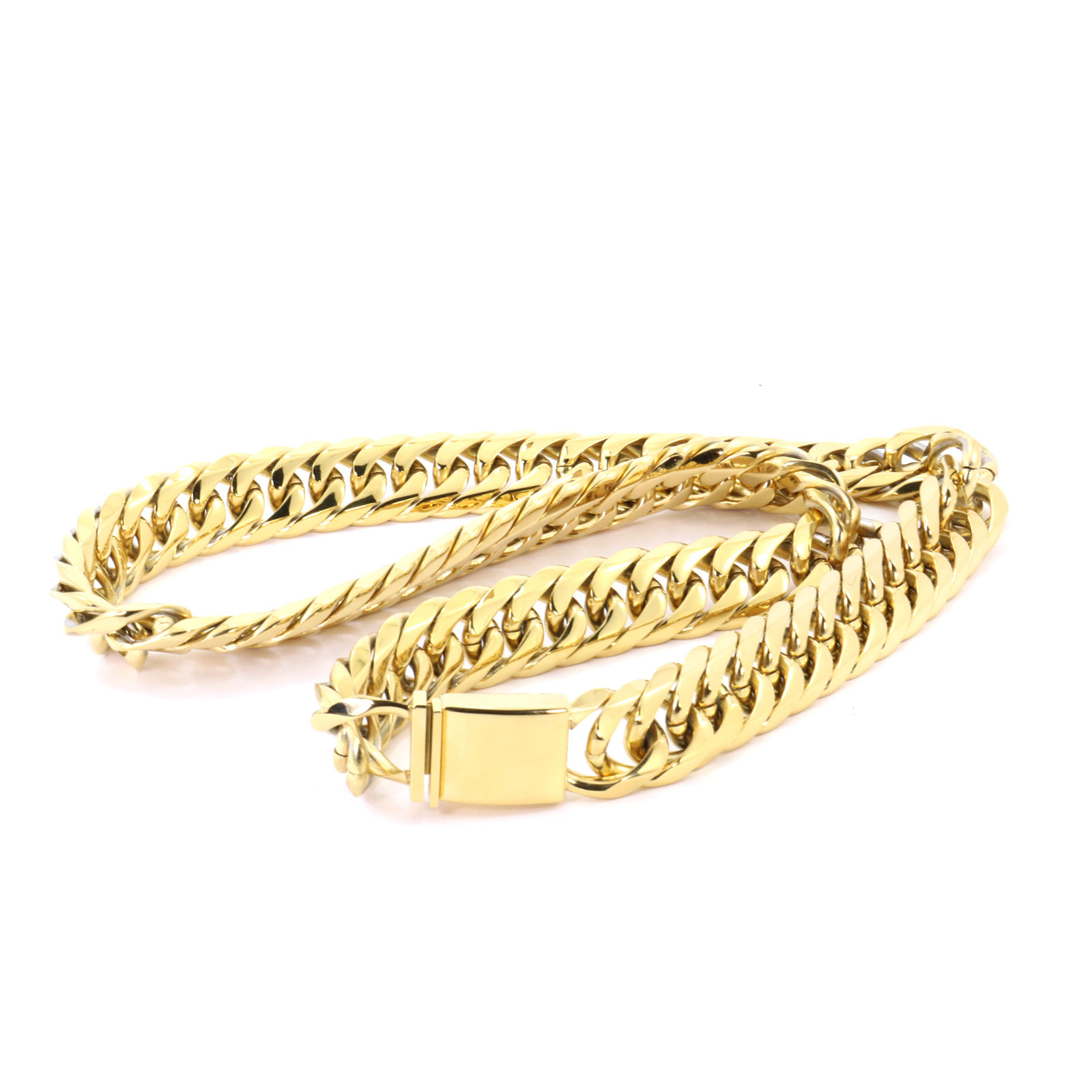 21mm SOLID 14K GOLD FINISH THICK HEAVY MIAMI CUBAN CHAIN & BRACELET 24”