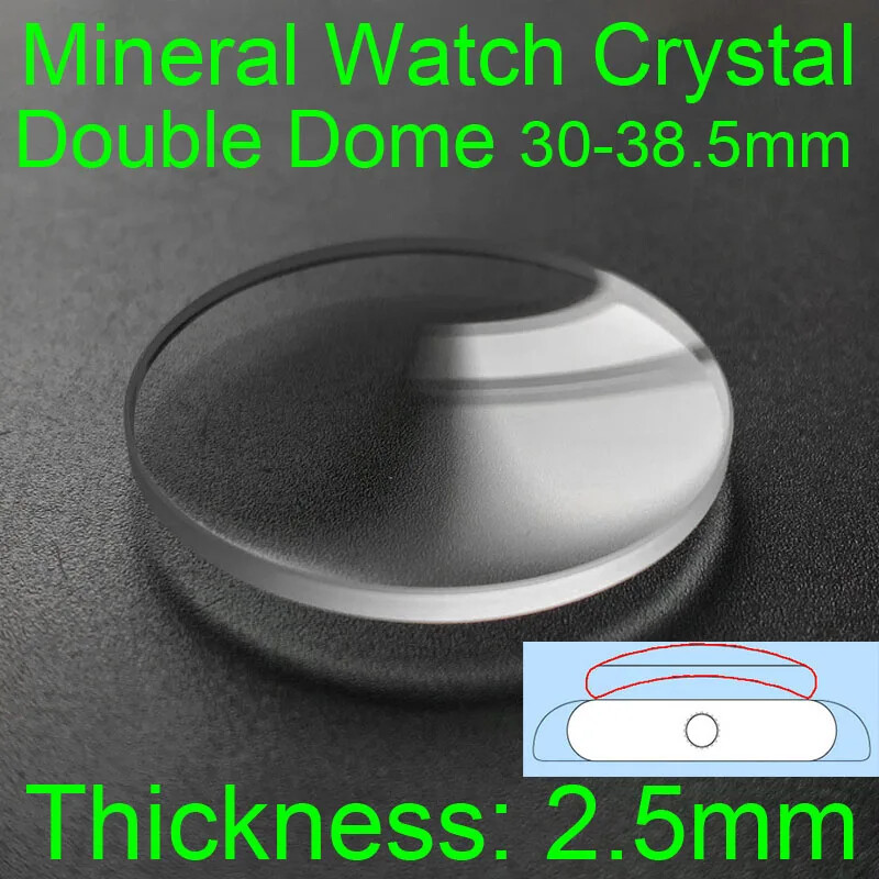 2.5mm Double Dome Mineral Glass 30mm-38.5mm Round Replacement Watch Crystal Lens