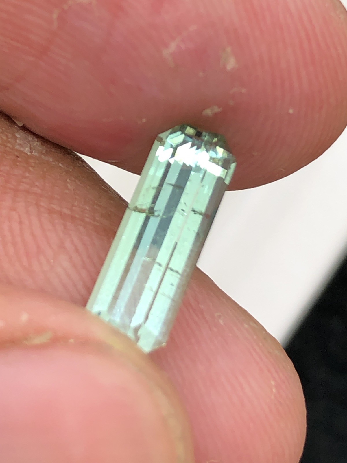 1.80 Ct Natural Seafoam Tourmaline Long Emerald Cut Slightly Included