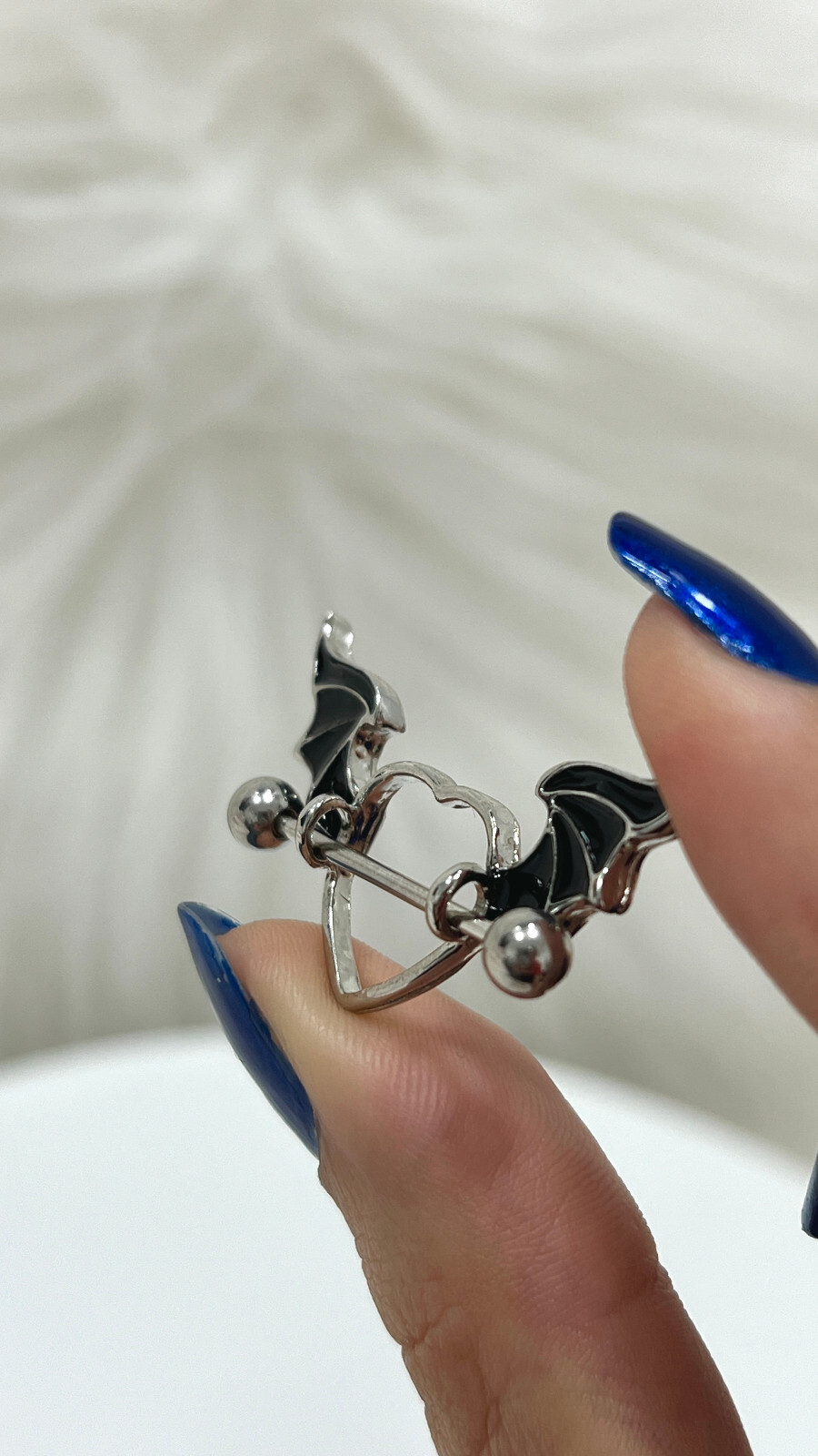 Nipple rings Barbells surgical steel Heart wings design Sold as a pair