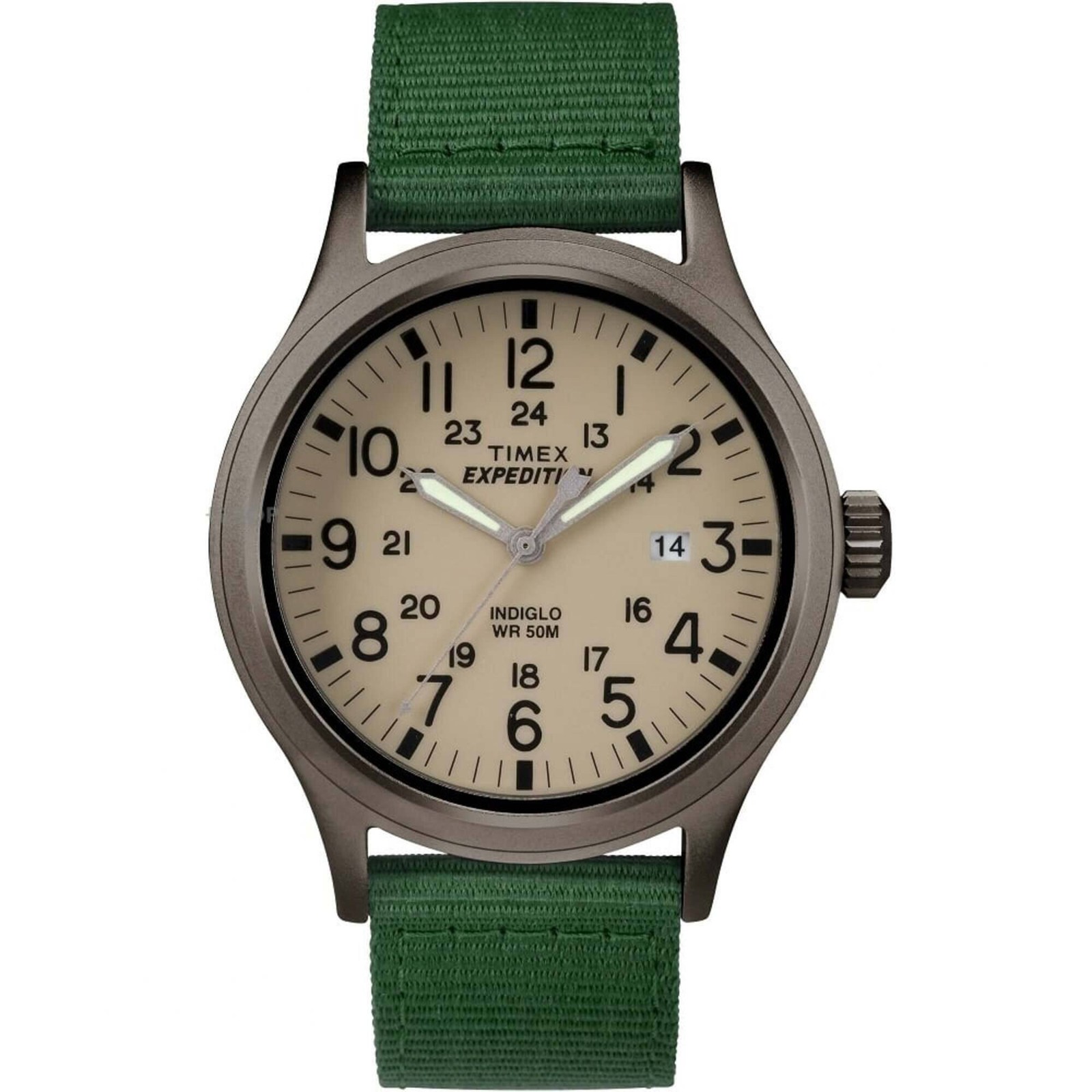 Timex Men’s Watch Expedition Scout Quartz Beige Dial Green Strap TW4B06800