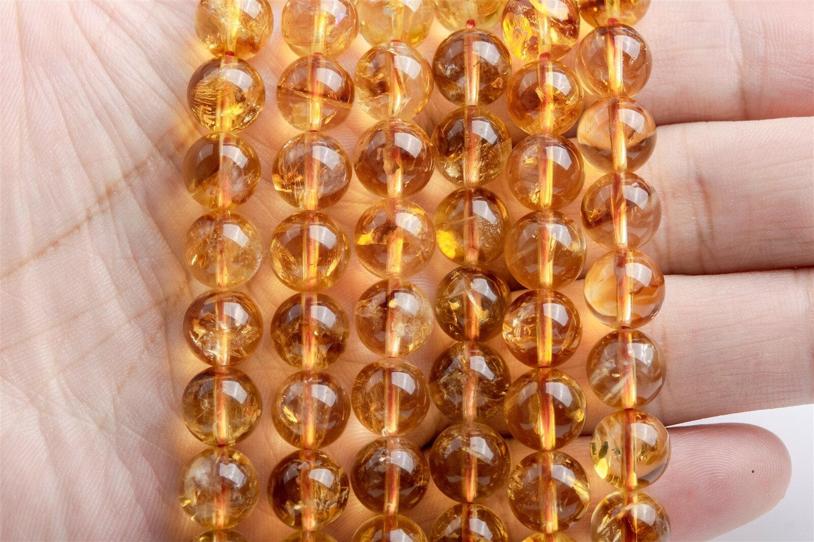 9-10MM Genuine Natural Brown Yellow Citrine Beads Grade AA Round Loose Beads