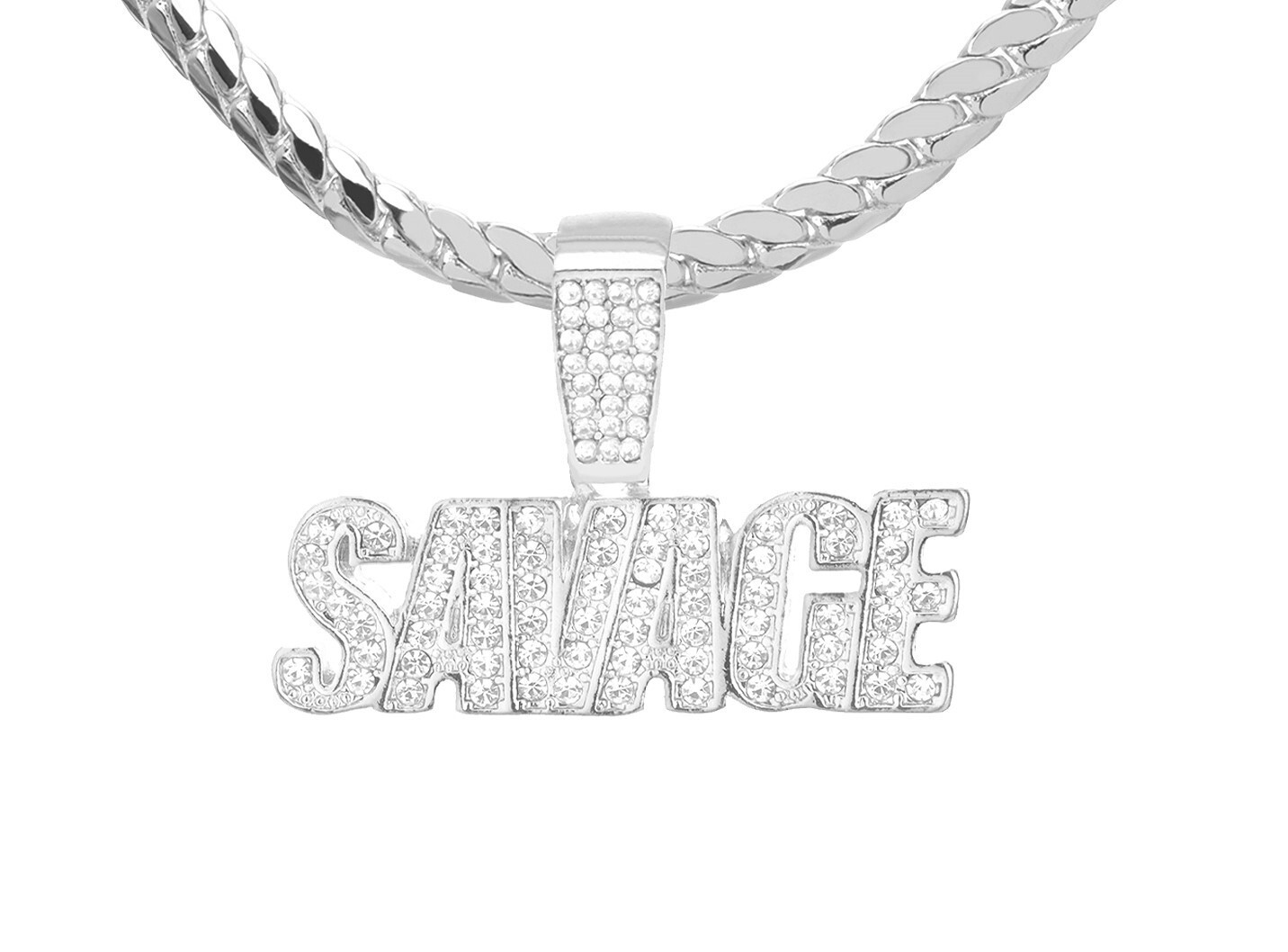 SAVAGE Pendant Gold Silver Plated 20″ 24″ Miami Cuban Chain Necklace MCP 1195