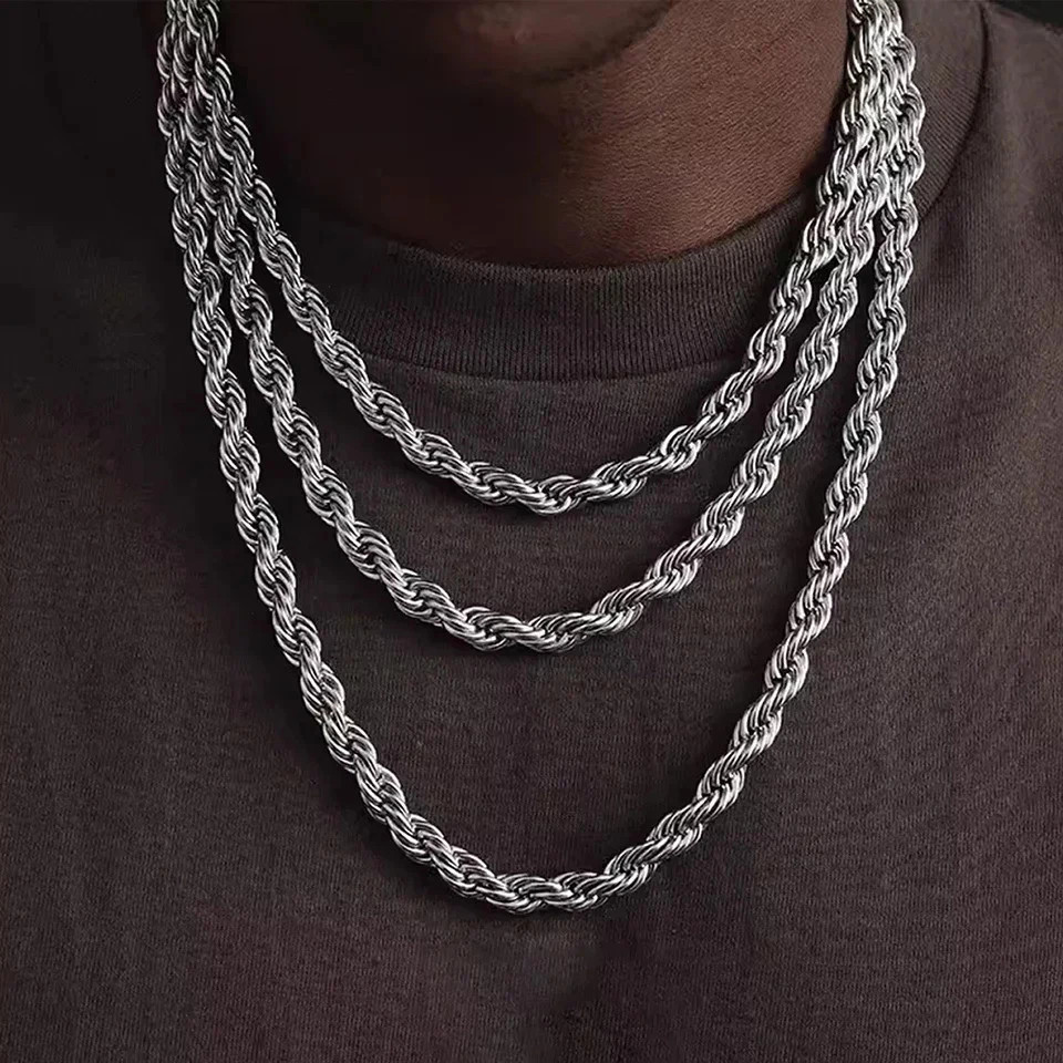 New Men’s Italian 4mm Diamond Cut Rope Chain Solid 925 Sterling Silver Necklace