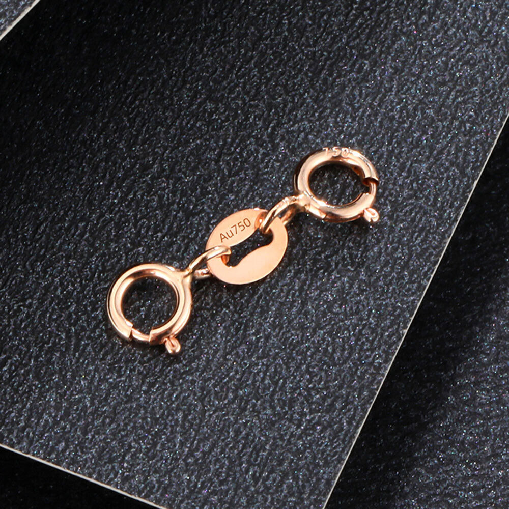 Pure 18K Yellow Rose White Gold Double Spring Clasp / for Bracelet or Necklace