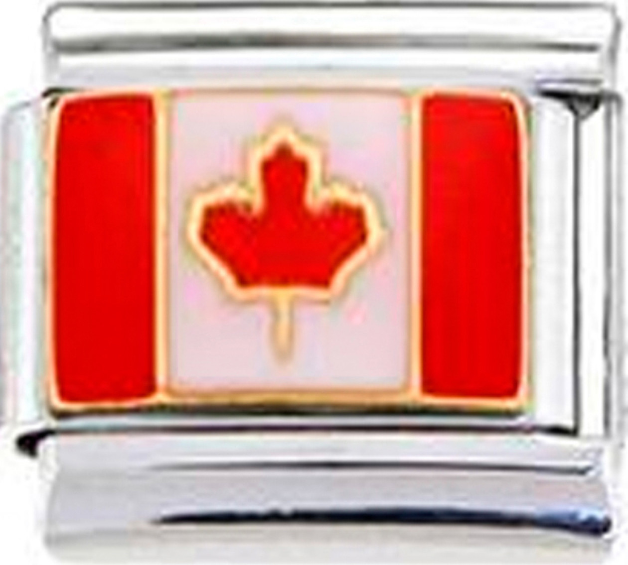 CANADA CANADIAN FLAG Enamel Italian 9mm Charm PE005 Fits Traditional Classic