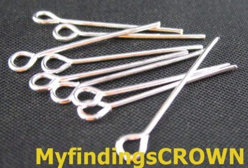 600 pcs Silver plated Metal Eye Pin 22 x 0.7mm W768 for Jewelry Making