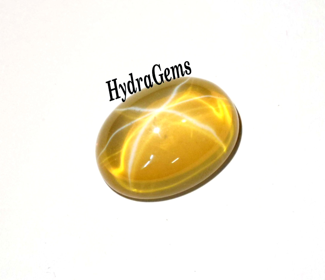 Natural Golden Yellow Star Sapphire 12Ct Cabochon 6Ray Asterism Rare Pukhraj Gem