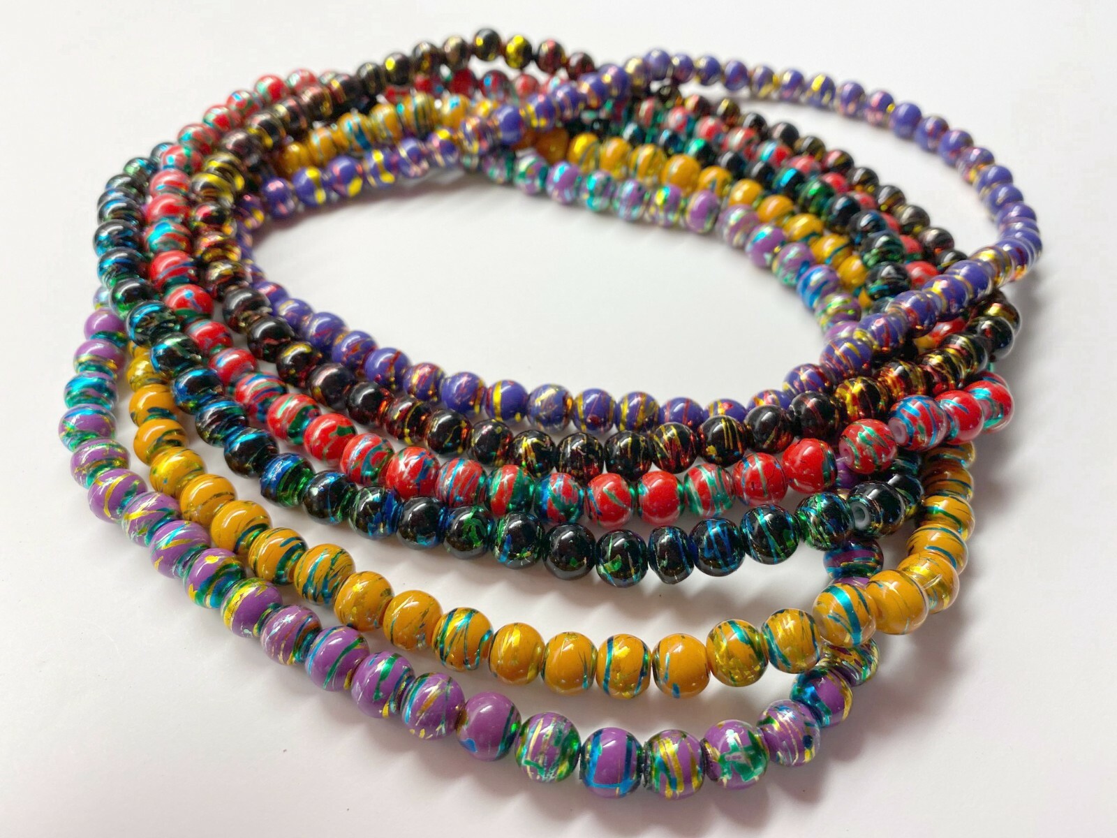 Glass Beads 8mm Round Mix Lot Beads for Bracelet Making Round Bulk 300 pcs