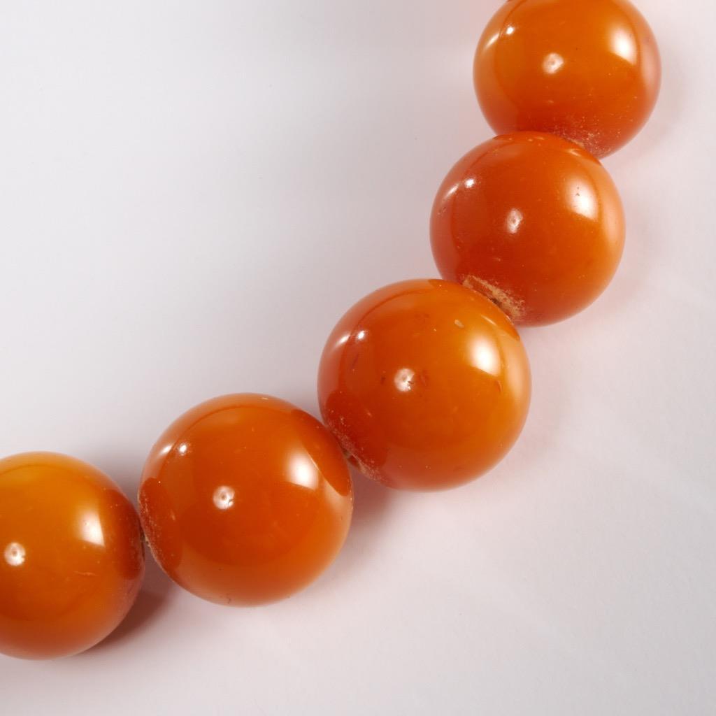 Orange Butterscotch Amber Beaded Necklace 36g Antique Guaranteed Authentic