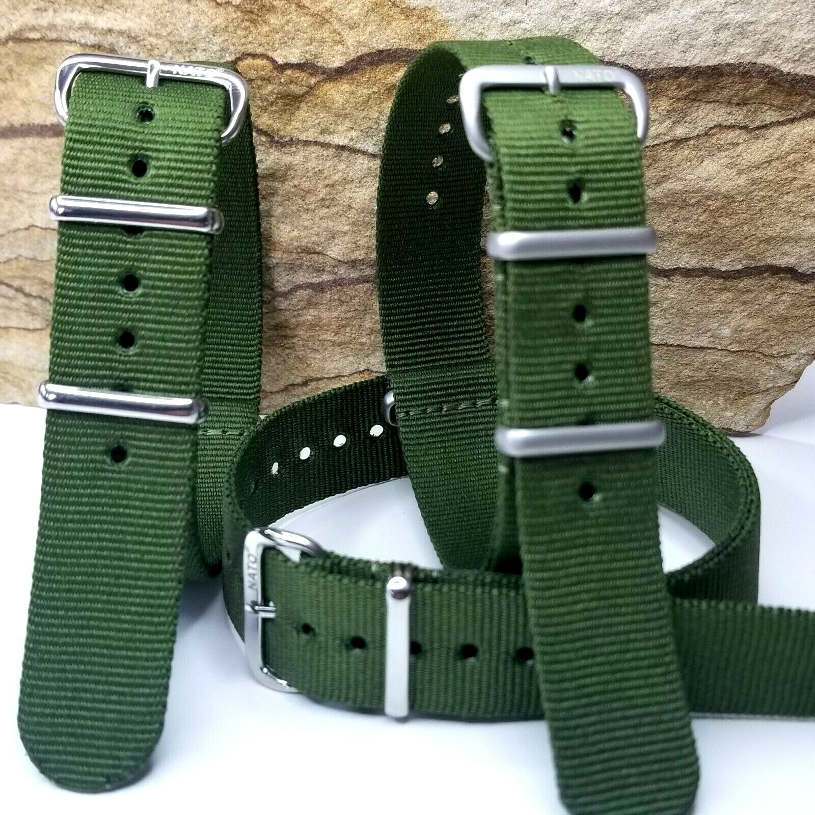 18mm Green NATO G10 strap Ballistic nylon military Mil Spec MoD watch band USA