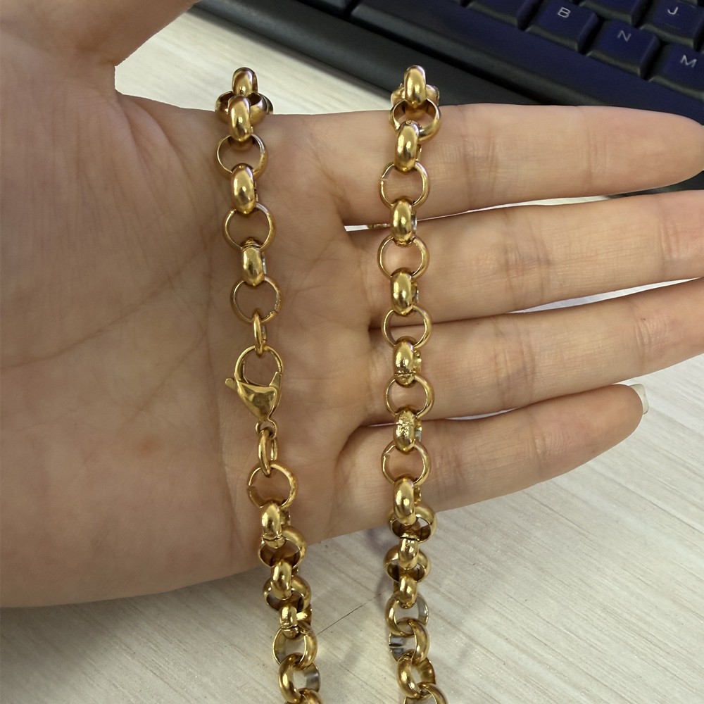 5/6/8mm Men’s Gold Stainless Steel Rolo Oval link Chain Necklace 16inch-40inch