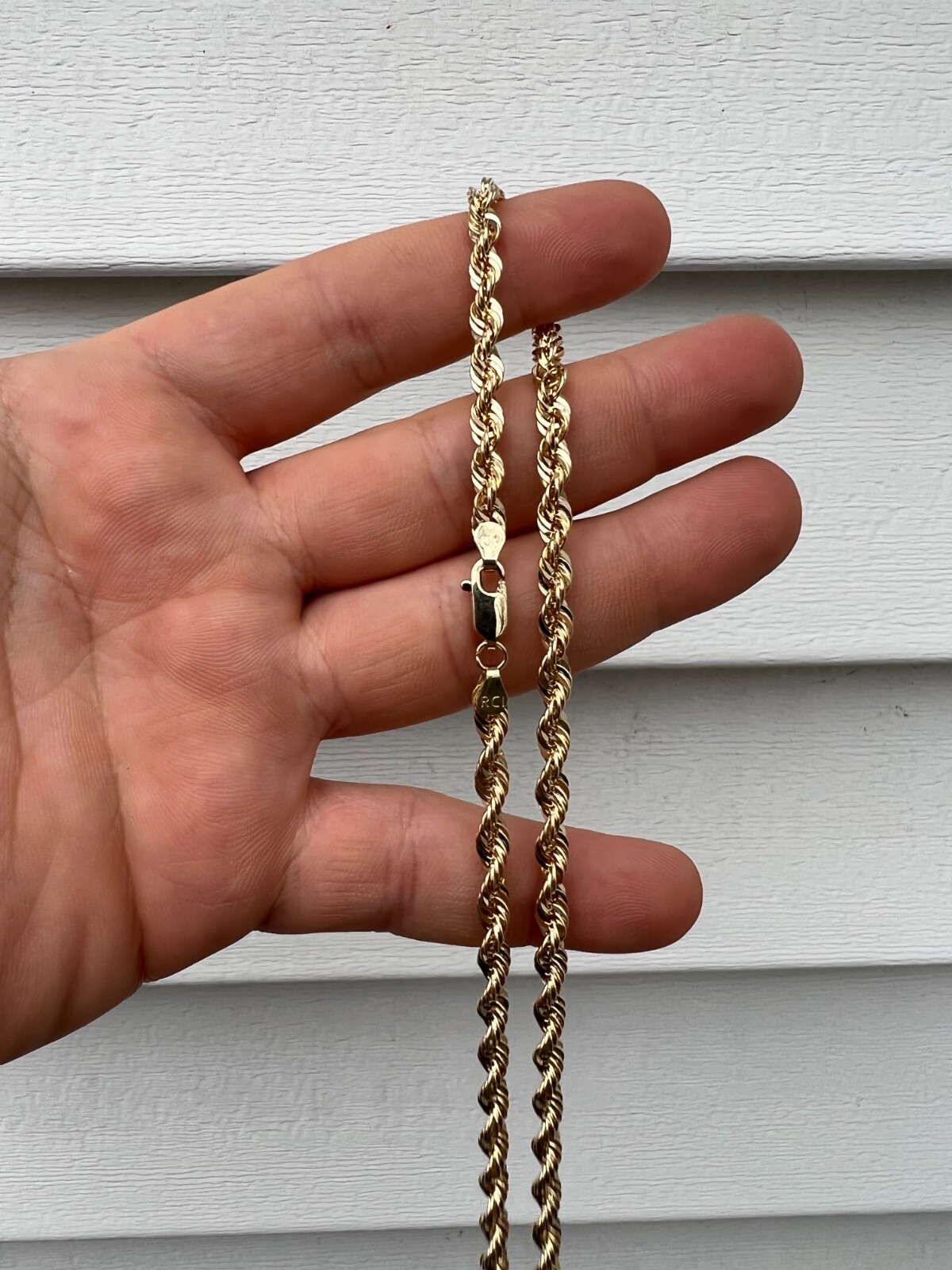 Men’s Women’s Real 10k Yellow Gold Hollow Rope Chain Necklace 1.5mm-4.5mm 16-30″
