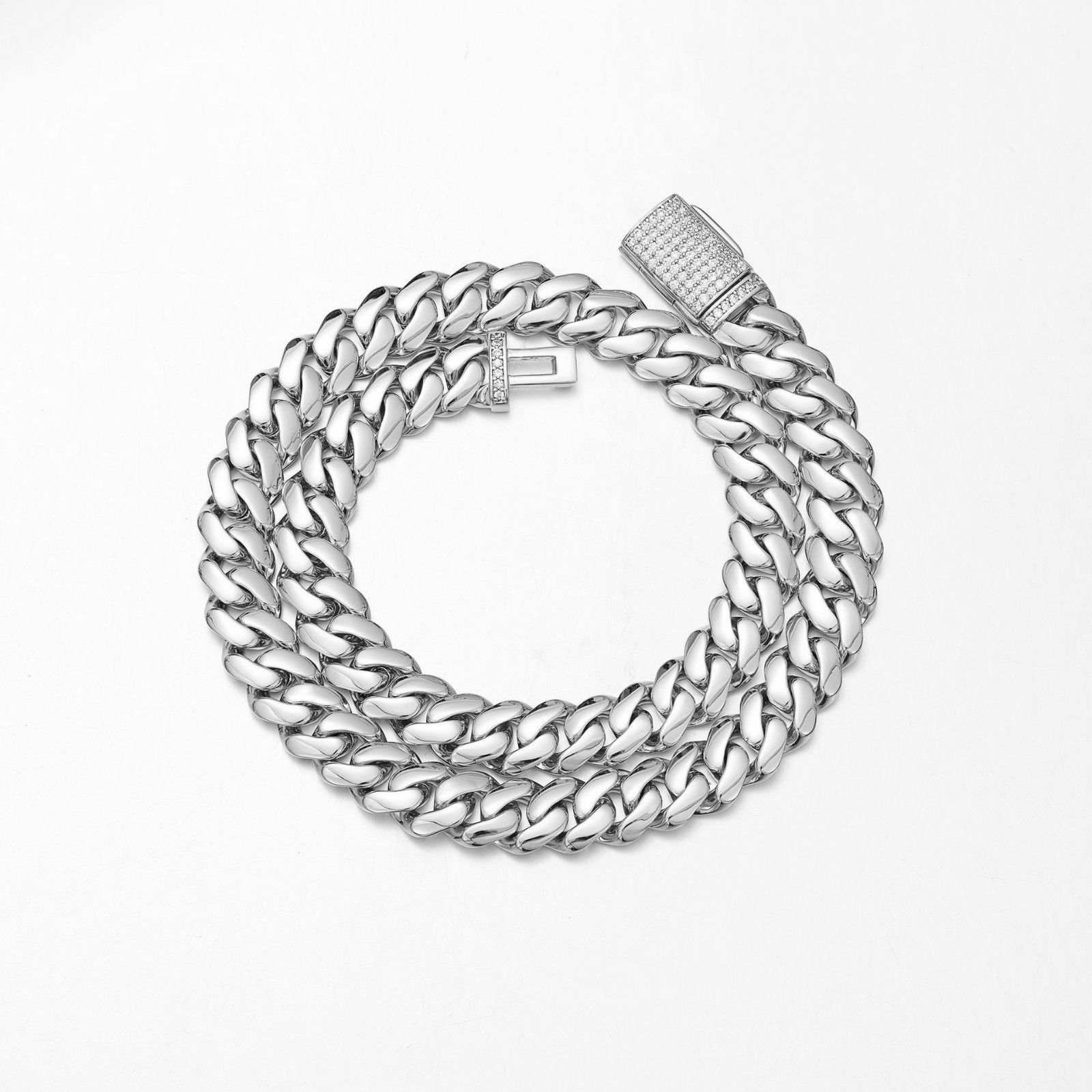 8-22MM Stainless Steel Miami Hip Hop Cuban Chain Necklace Bracelet CZ Clasp