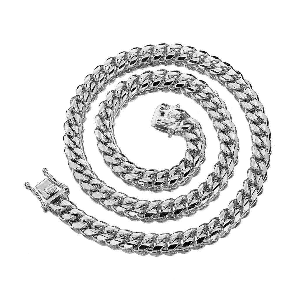 6-22mm Mens Hip Hop Stainless Steel Miami Cuban Link Chain Necklace Silver Color
