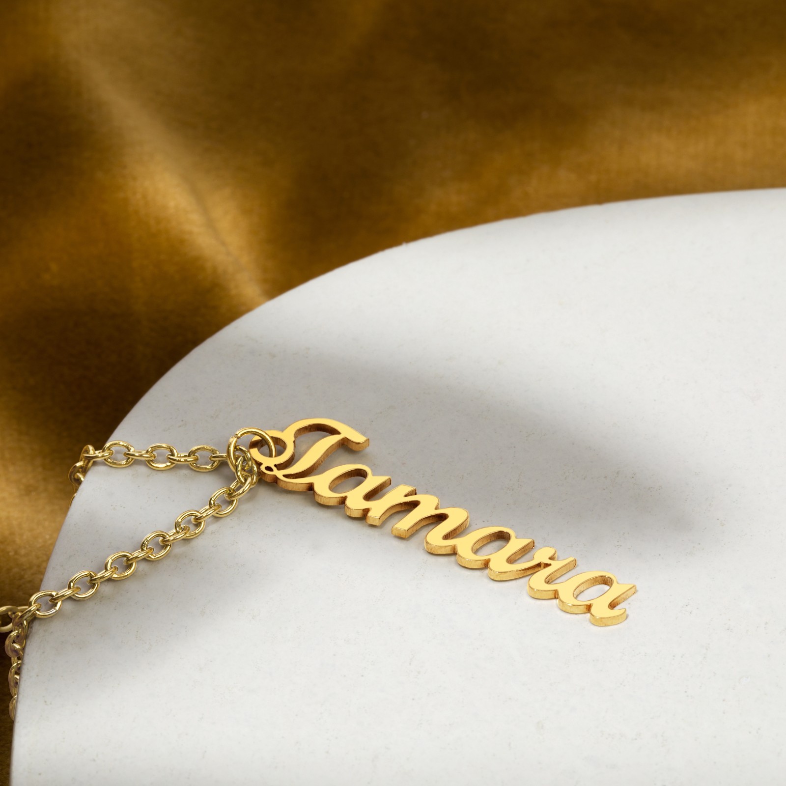 Personalized Vertical Name Necklace Custom Script Pendant Gift Box Silver Gold