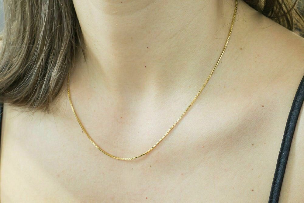 14K Solid Yellow Gold Box Necklace Real Gold Chain 16″ 18″ 20″ 22″ 24″ 26″ 30″
