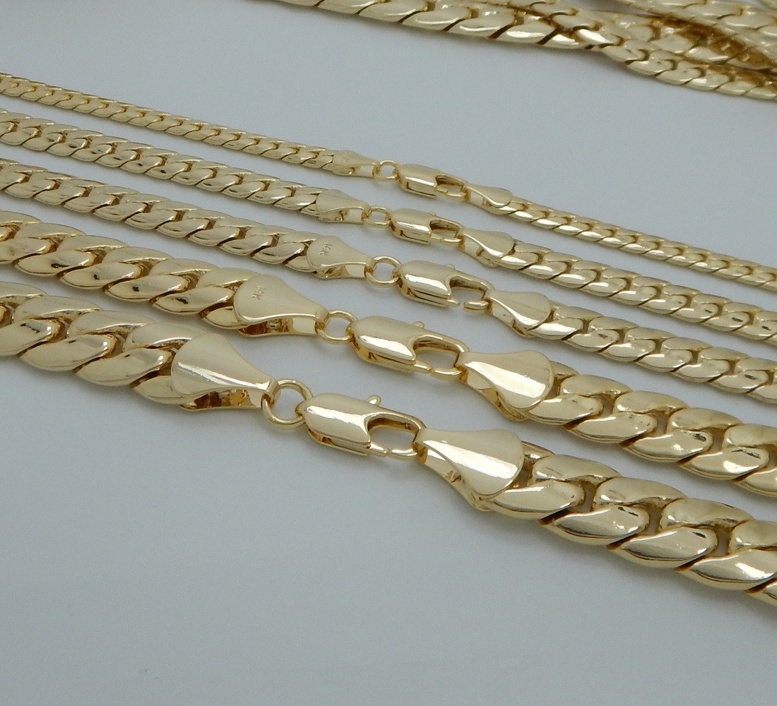 Mens Miami Cuban link Chain 8″ 9″ 20″ 22″ 24″ 26″ 30″ inch 14K Gold Plated