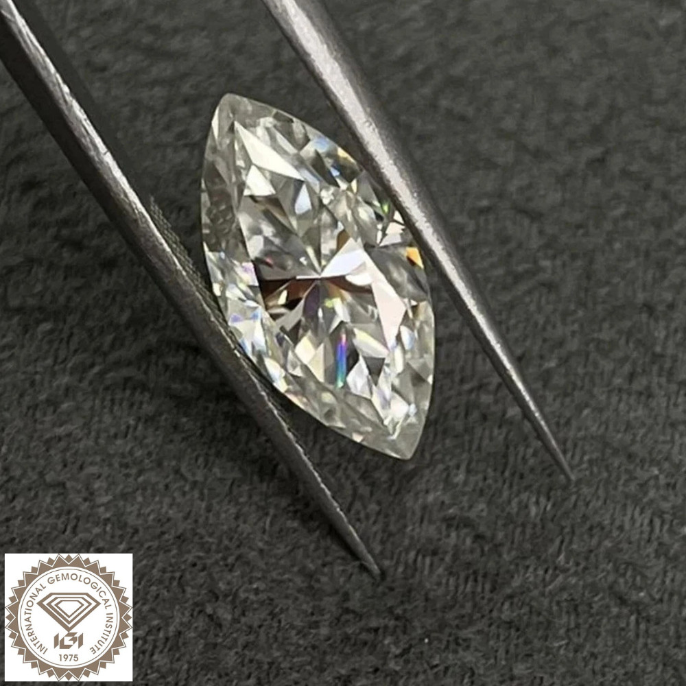 IGI Certified D Color 1.07 CT Marquise Cut Lab Grown Loose CVD Diamond VVS1
