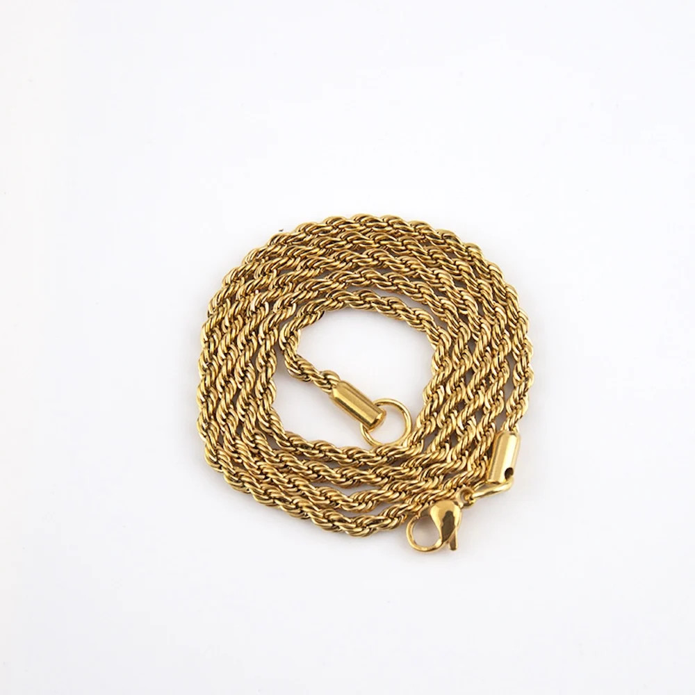 2mm Titanium Steel Twisted Chain Necklace Simple Men Necklace Hip Hop Men Stainl