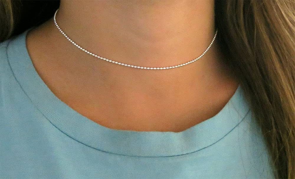 Verona Jewelers 925 Sterling Silver Italian 1.5Mm 2Mm Silver Bead Ball Chain