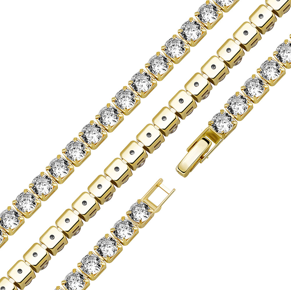 16″-24″ Mens Full Zircon TopBling Tennis Chain Gold Necklaces Hip Hop Jewelry