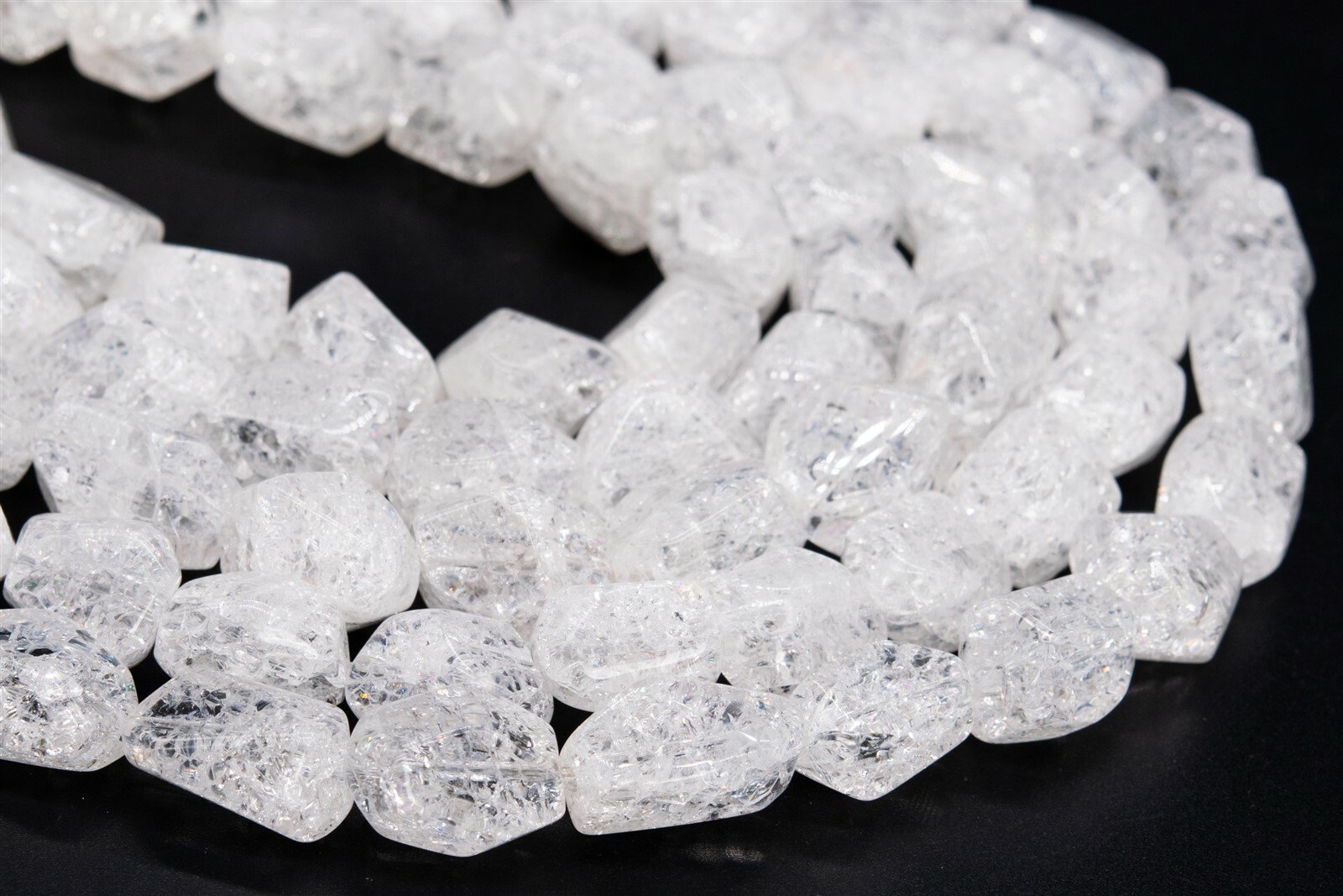 16x12MM White Crystal Quartz Crack Pattern Faceted Nugget Grade AAA Natural Bead