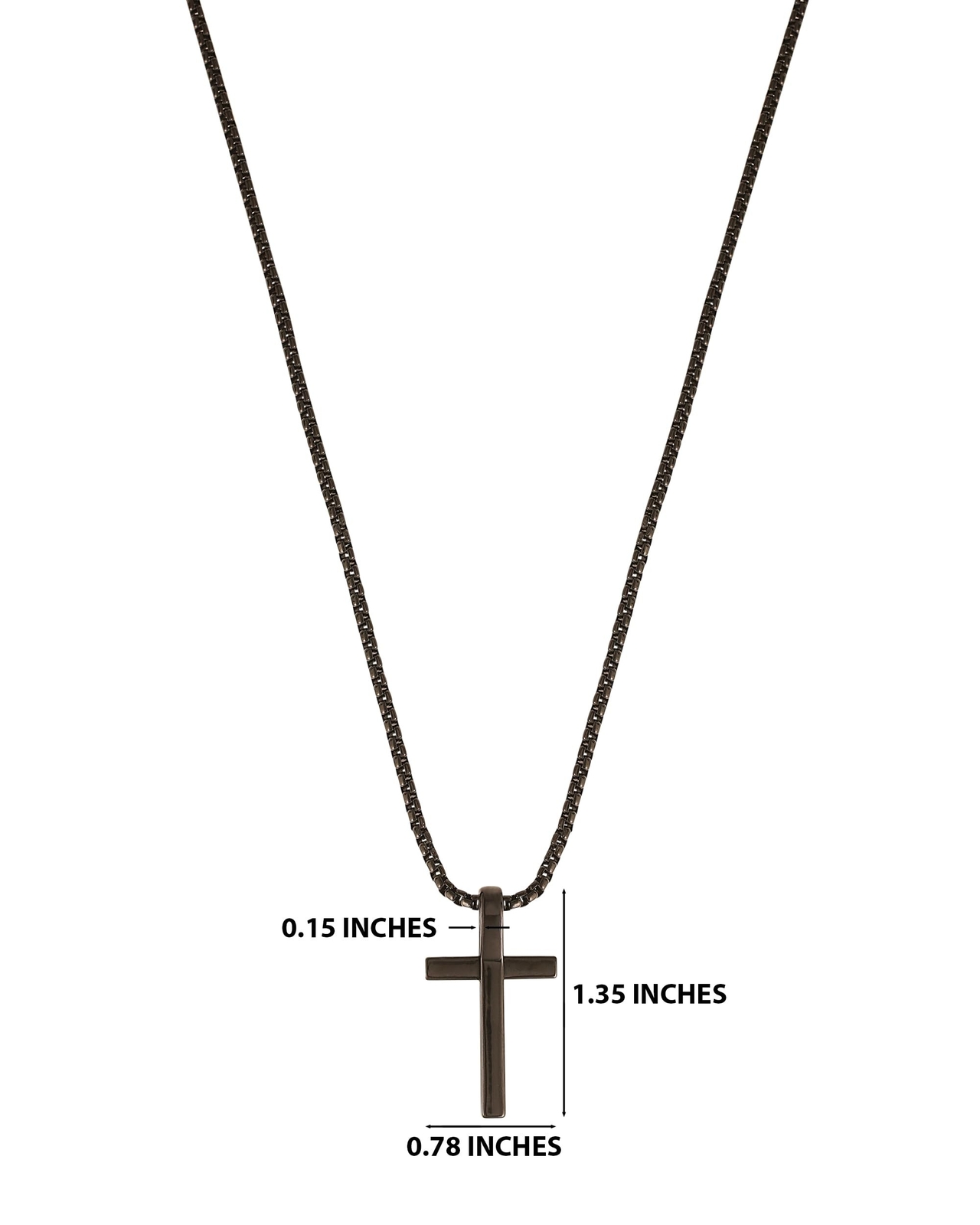 Lucky Brand Cross Necklace for Men, Black Onyx-Plated Brass or Stainless Stee…
