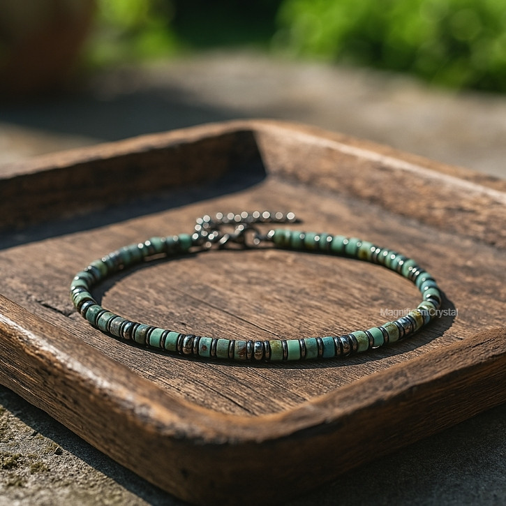Natural Turquoise Hematite Bracelet Minimalist Men Jewelry Healing Energy Gifts