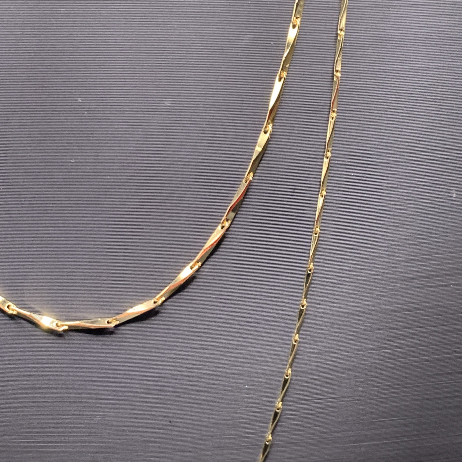 18k Yellow Gold Filled Bar Chain Necklace Stack 18”+24”