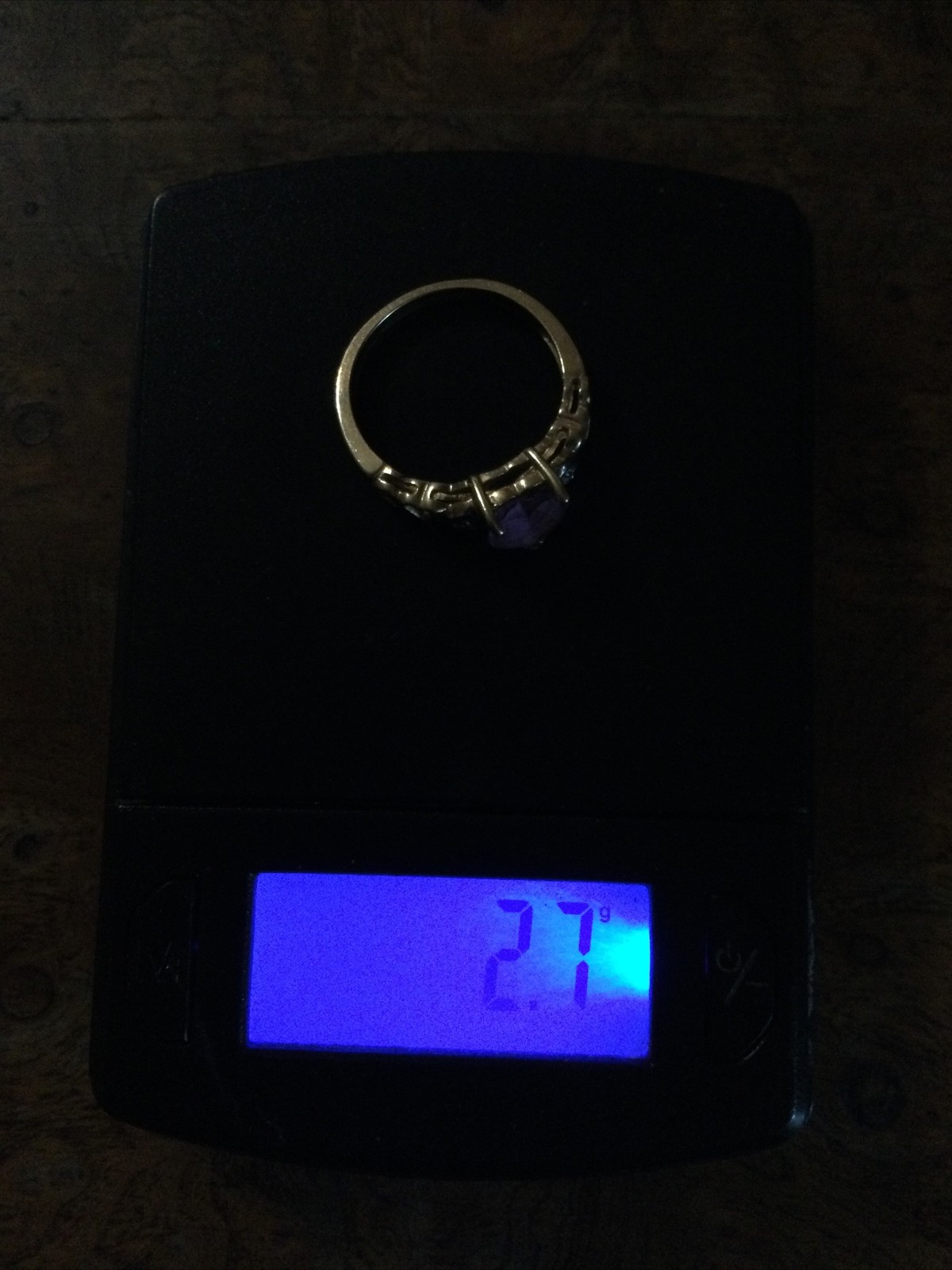 Yellow Gold 10k Purple Amythest Heart W/ Accent Diamond Chips Ring 6.25