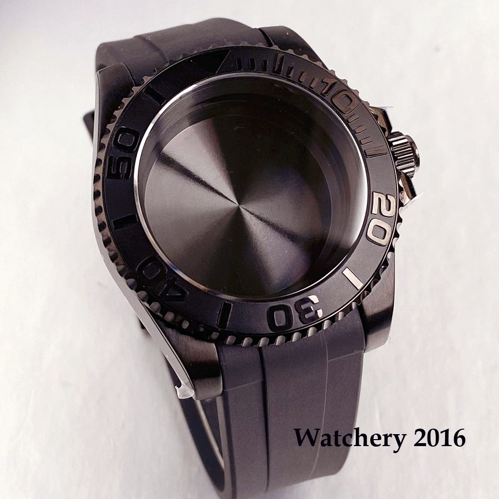 10ATM Black PVD 40mm Diver Watch Case Dial Hands Set NH35 NH36 Auto Watch Parts