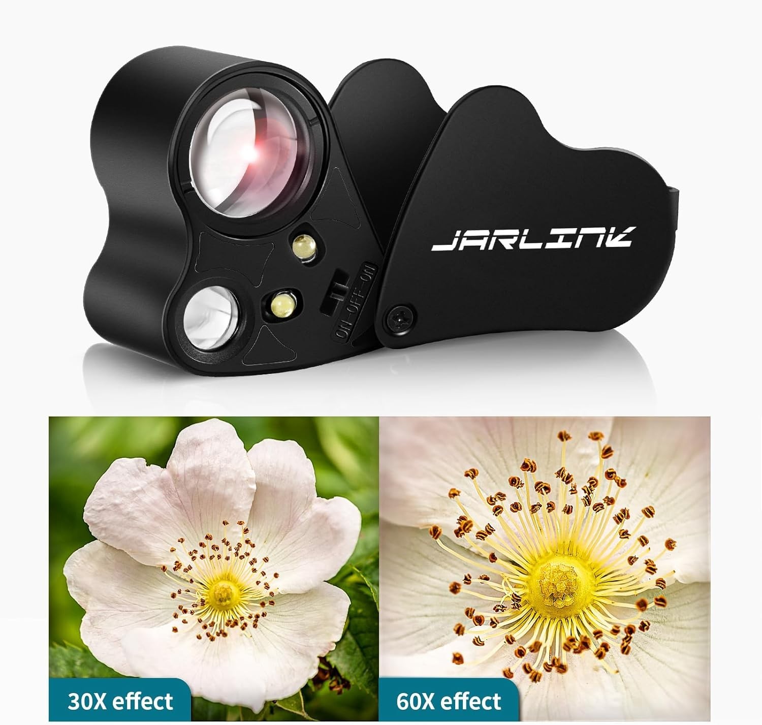 Sleek Foldable 30X 60X Jeweler’s Loupe with Bright LED – For Precise Inspections