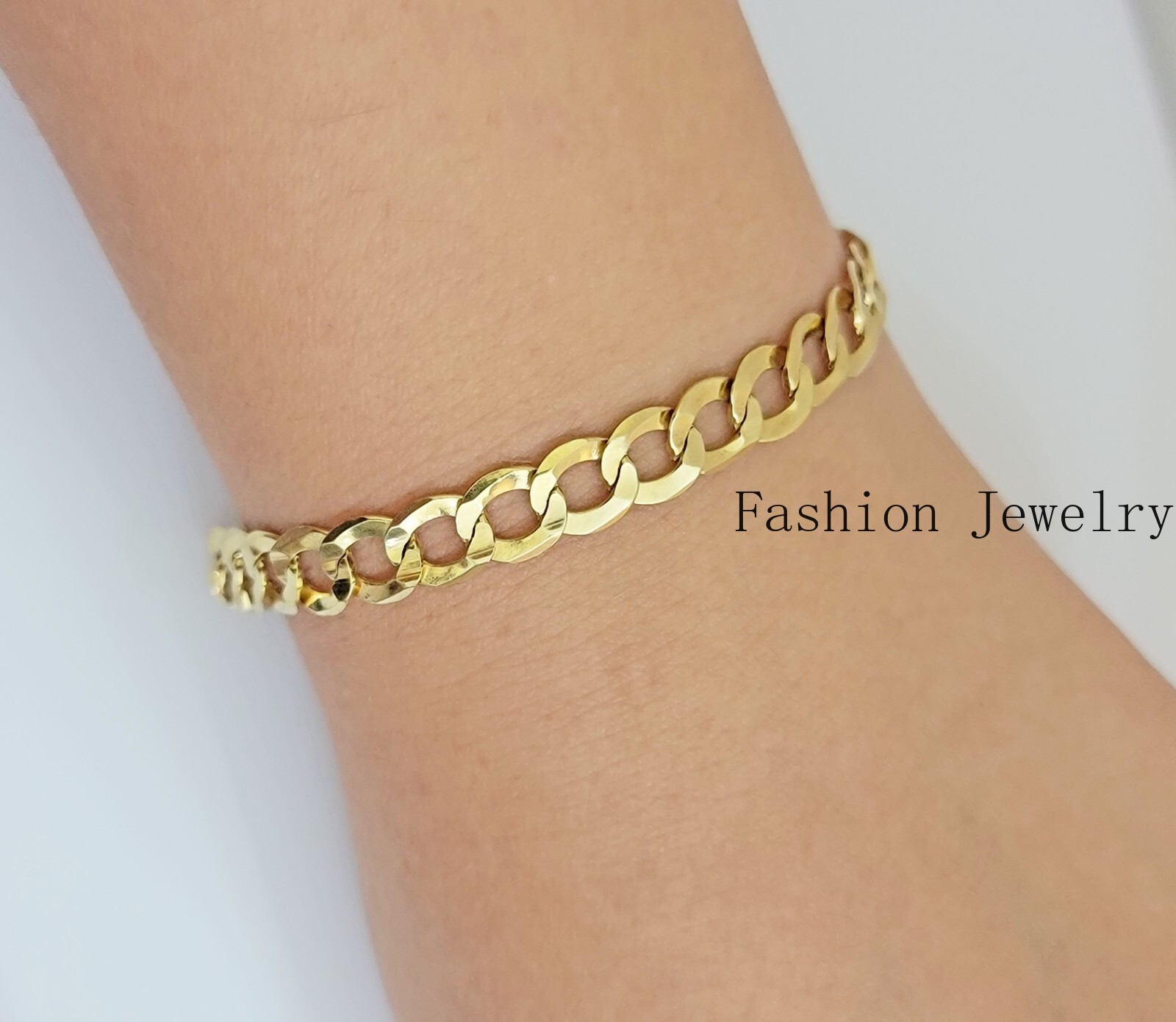 Real 10k Yellow Gold Bracelet Solid Cuban Link 7 Inch 7mm 10kt Women Bracelet