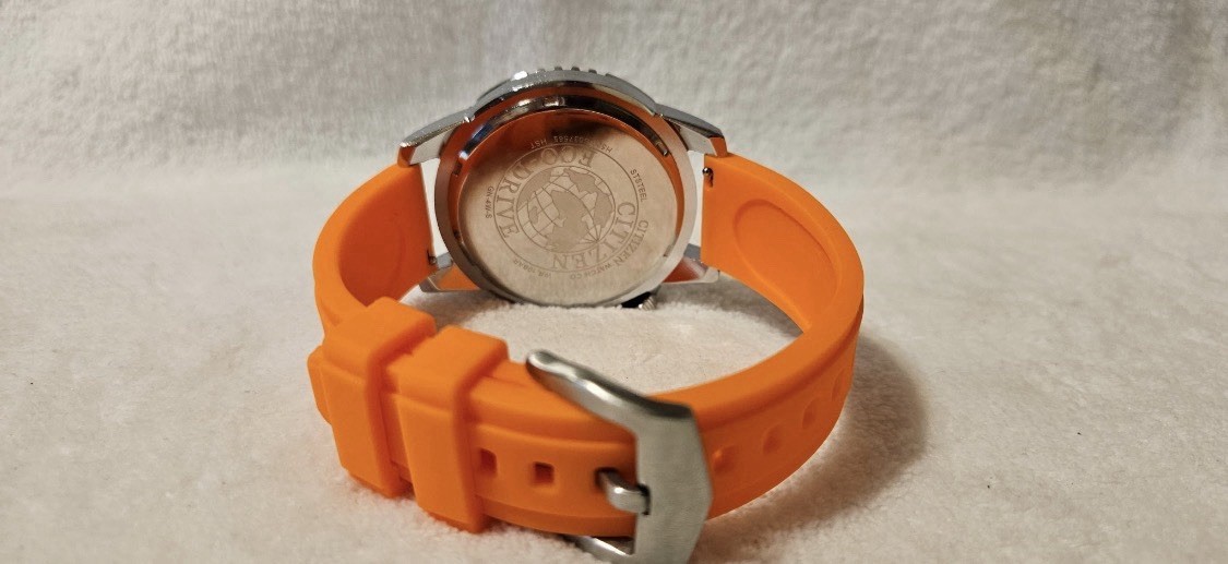 Citizen Promaster Diver 44mm 200m Quartz Orange Dial Blue Bezel Date w/Box
