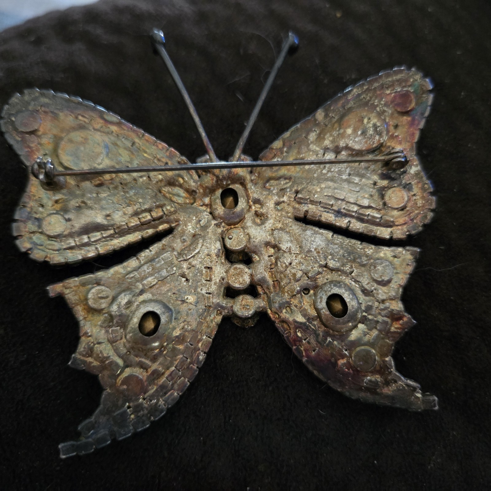 Beautiful Vintage CZECH Multi-color Rhinestone heavy Butterfly brooch