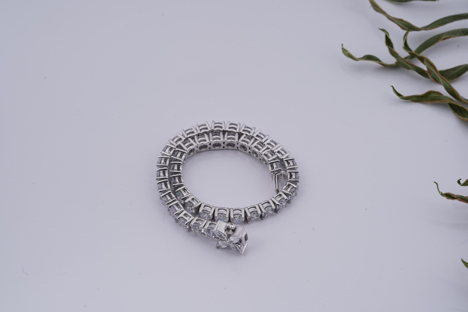 12CT Round 4mm Moissanite Womens Tennis Bracelet 14K White Gold Plated 7.5 Inch