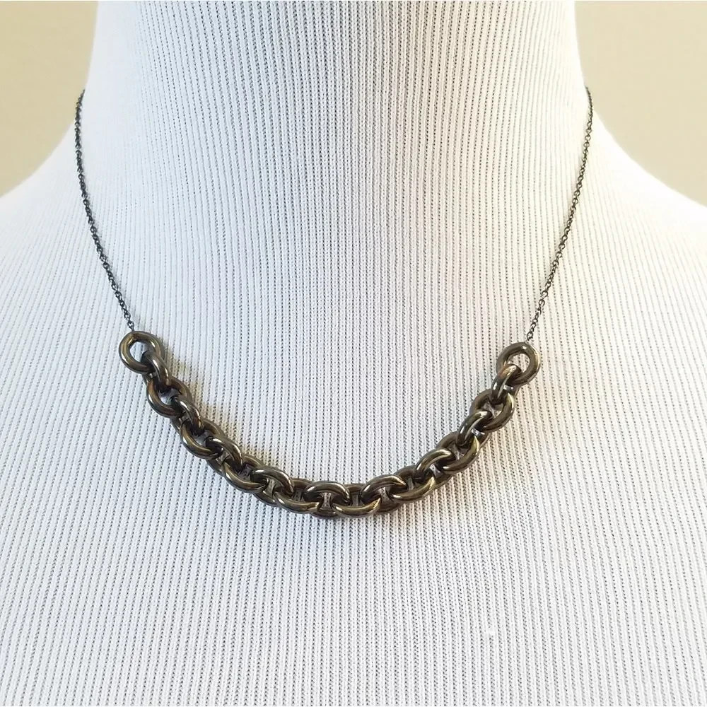casual dark metal chain necklace – 17 inches