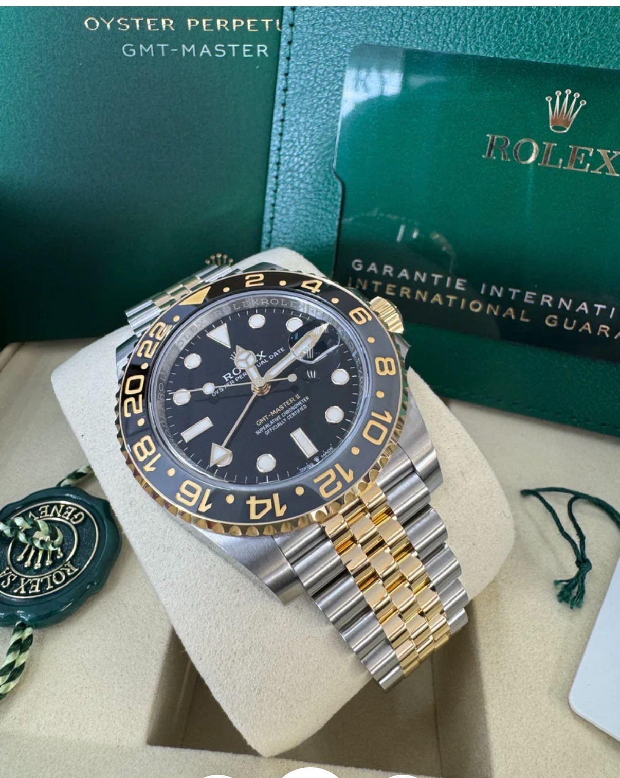 Rolex GMT-Master II 126713GRNR Gold and Silver Jubilee Bracelet with Black Bezel
