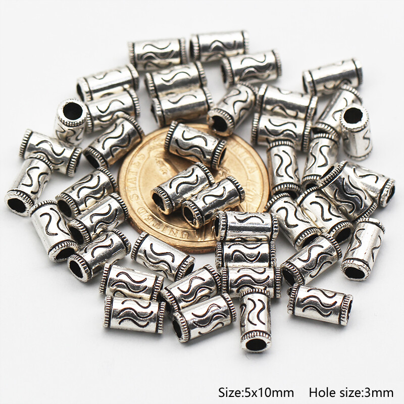 50pcs Tibetan Silver Metal Alloy Charms Loose Spacer Beads Jewelry Making DIY