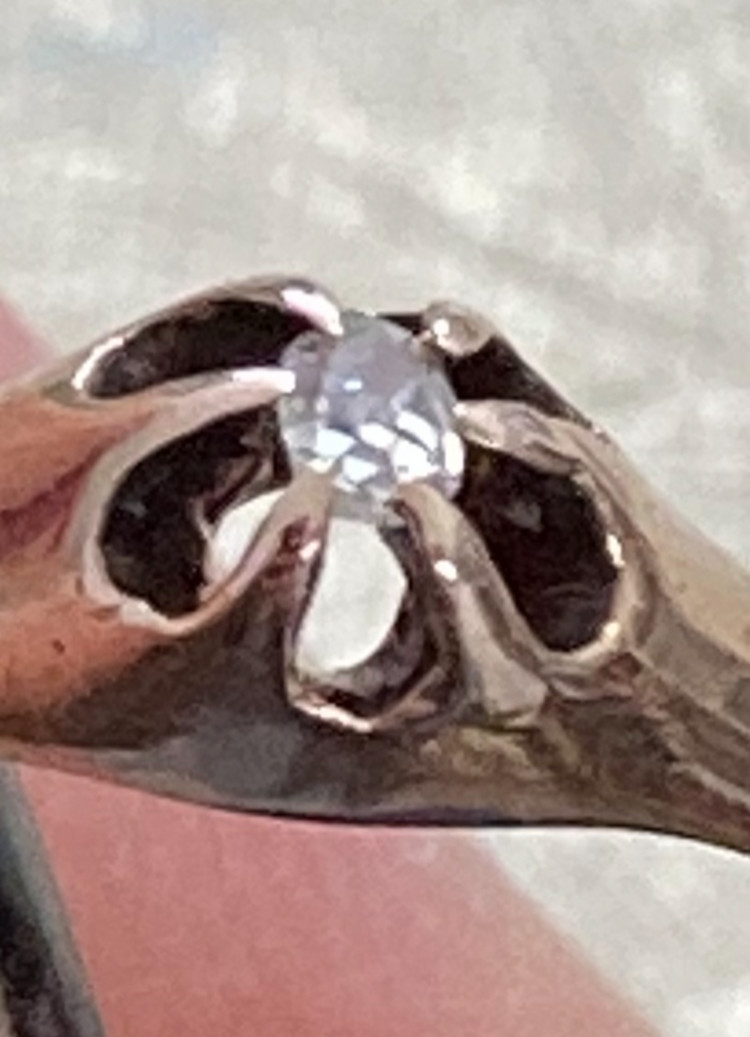Antique Belcher 10K Rose Gold Old Mine Cut Diamond RING, Size 6.5, 1.6 Grams