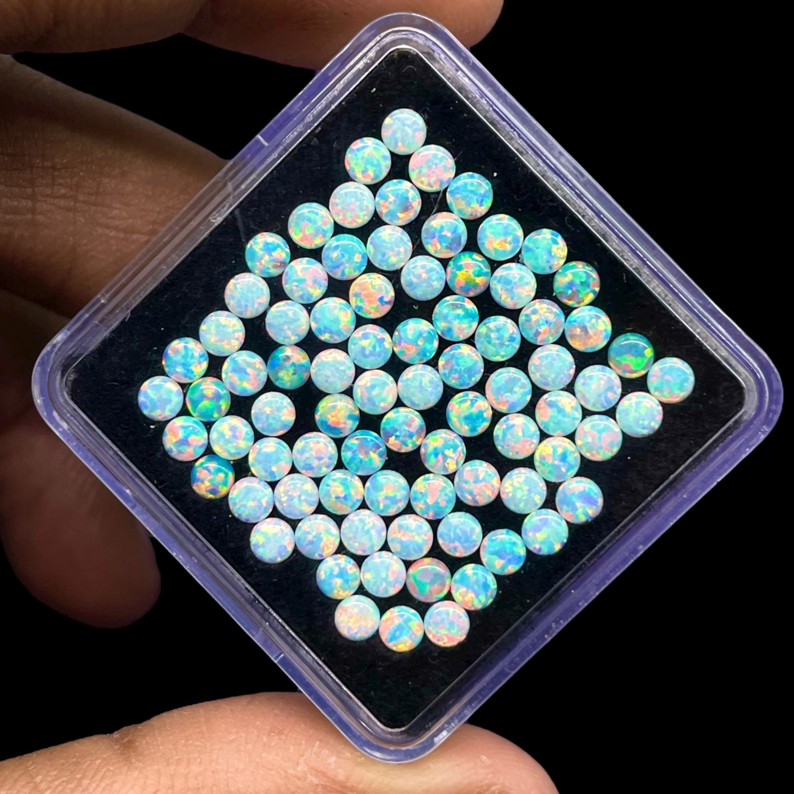 25 Pcs Australian Opal 3mm Round Cabochon AAA Quality Lab Created Gemstones Lot