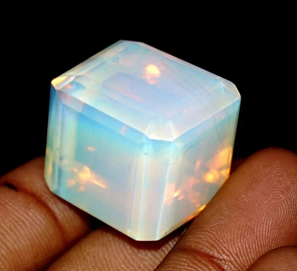 103.00 CT Certified Blue Fire Opal Cube Stunning Loose Gemstone For Jewelry