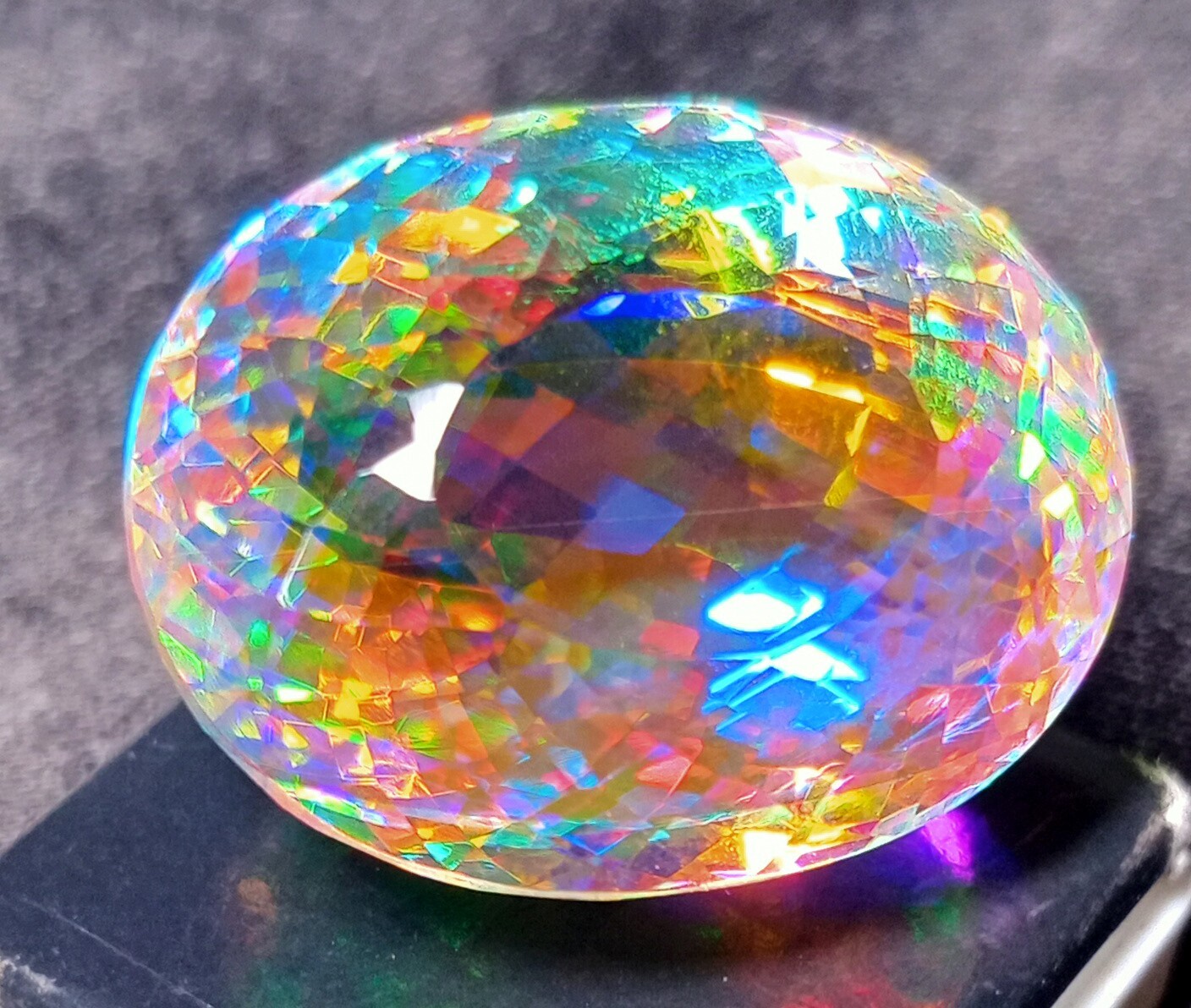 Mystic Topaz Natural Rainbow Certified Oval Cut 61.50Ct Loose Gemstone AAA