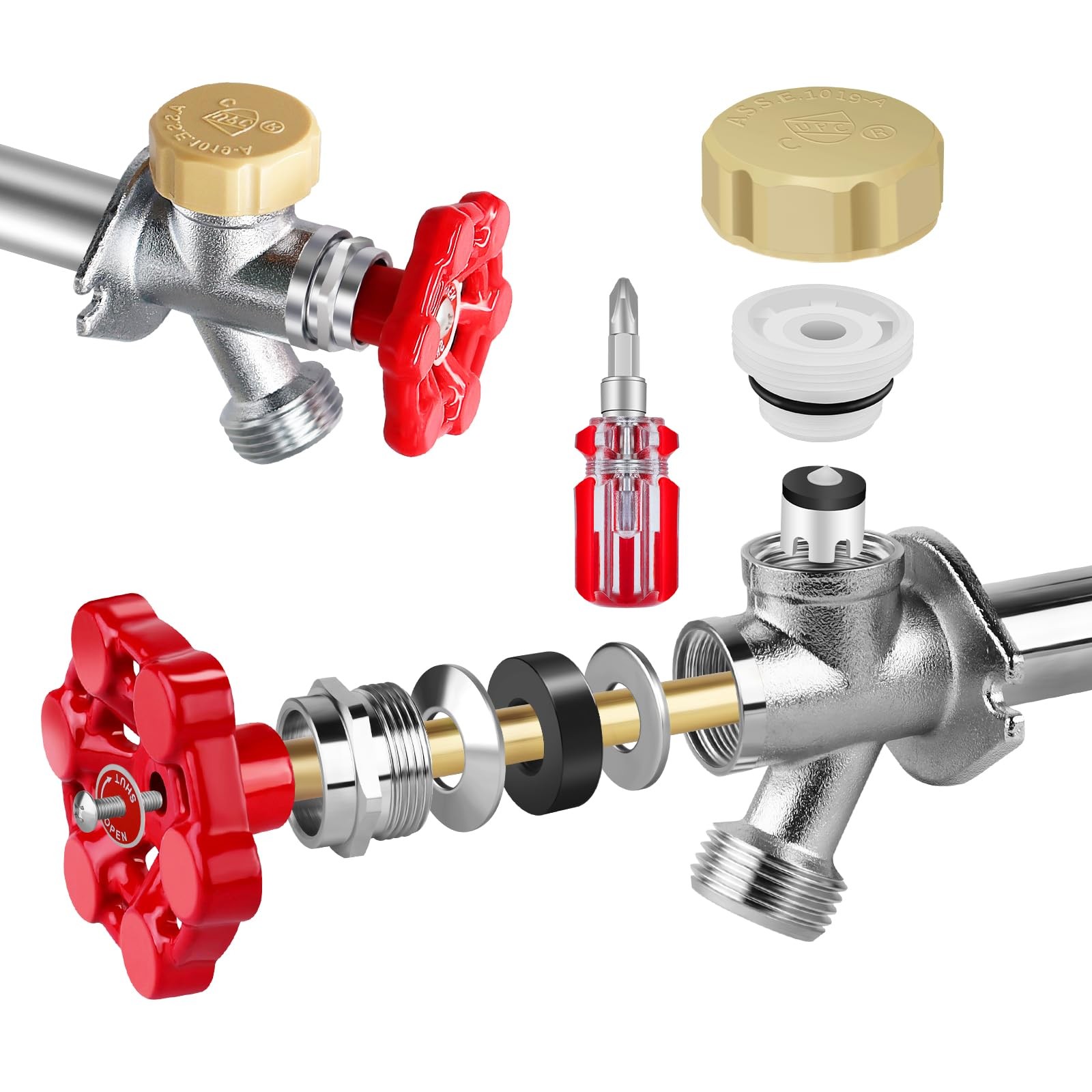 Outdoor Faucet Repair Kit, ASSE 1019-A Vacuum Breaker Outside Silver