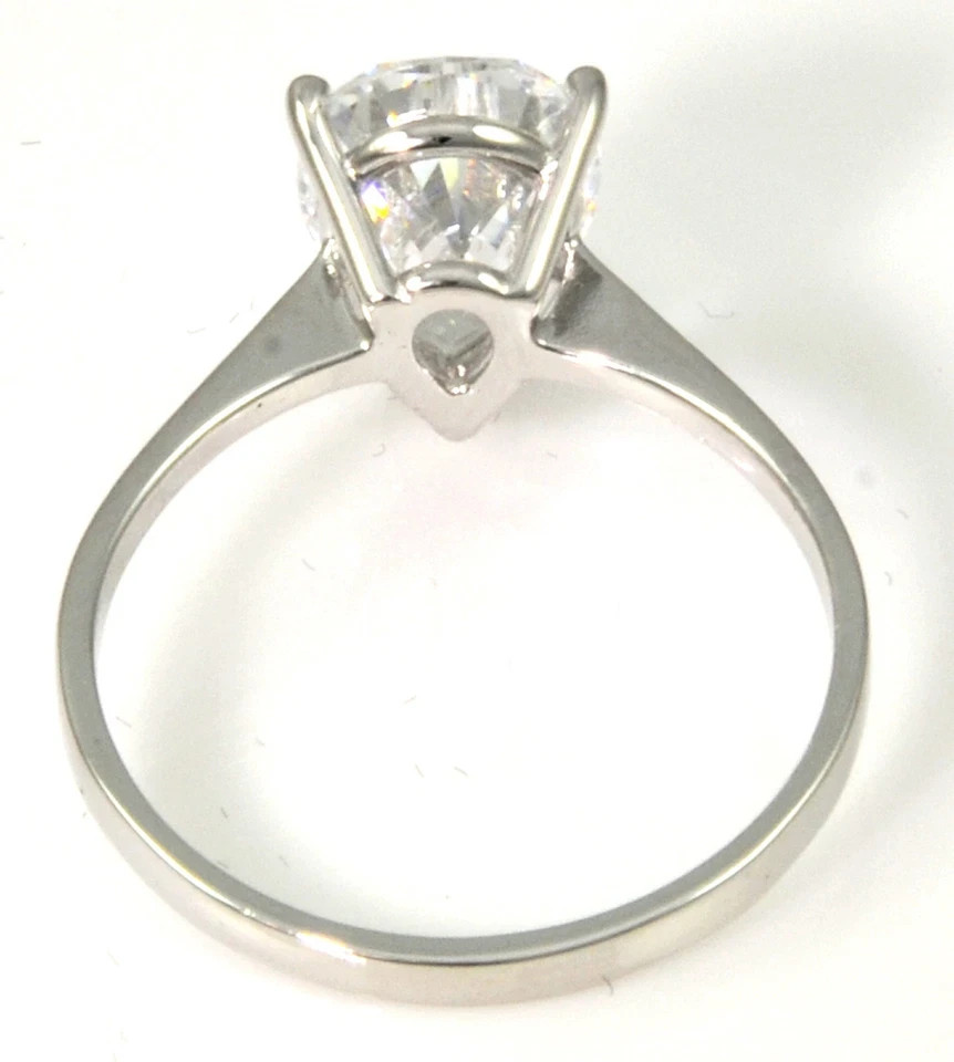 Certified Natural 2ct F/VS1 Pear White Diamond AAA 14K White Gold Wedding Ring