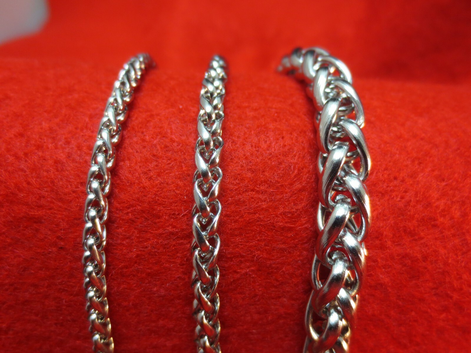 3/4/7 MM Mens 16-60″ STAINLESS STEEL SILVER BRAIDED WHEAT ROPE CHAIN NECKLACE